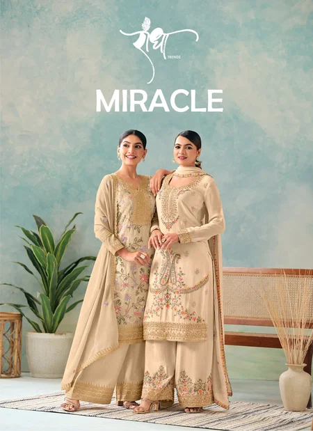 Miracle By Radha Trendz Chinon Embroidery Readymade Suits Wholesalers In Surat